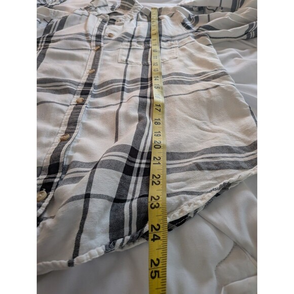 Abercrombie & Fitch Button Down Shirt Womens S Black White Plaid Cozy Core Cabin - Picture 13 of 13